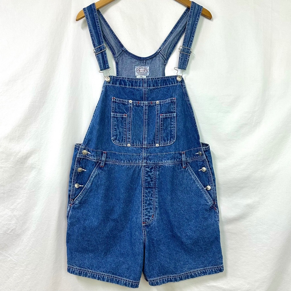VINTAGE 90s Carolina Blues Blue Denim Bibs Overalls Shortalls Women's Plus 16W